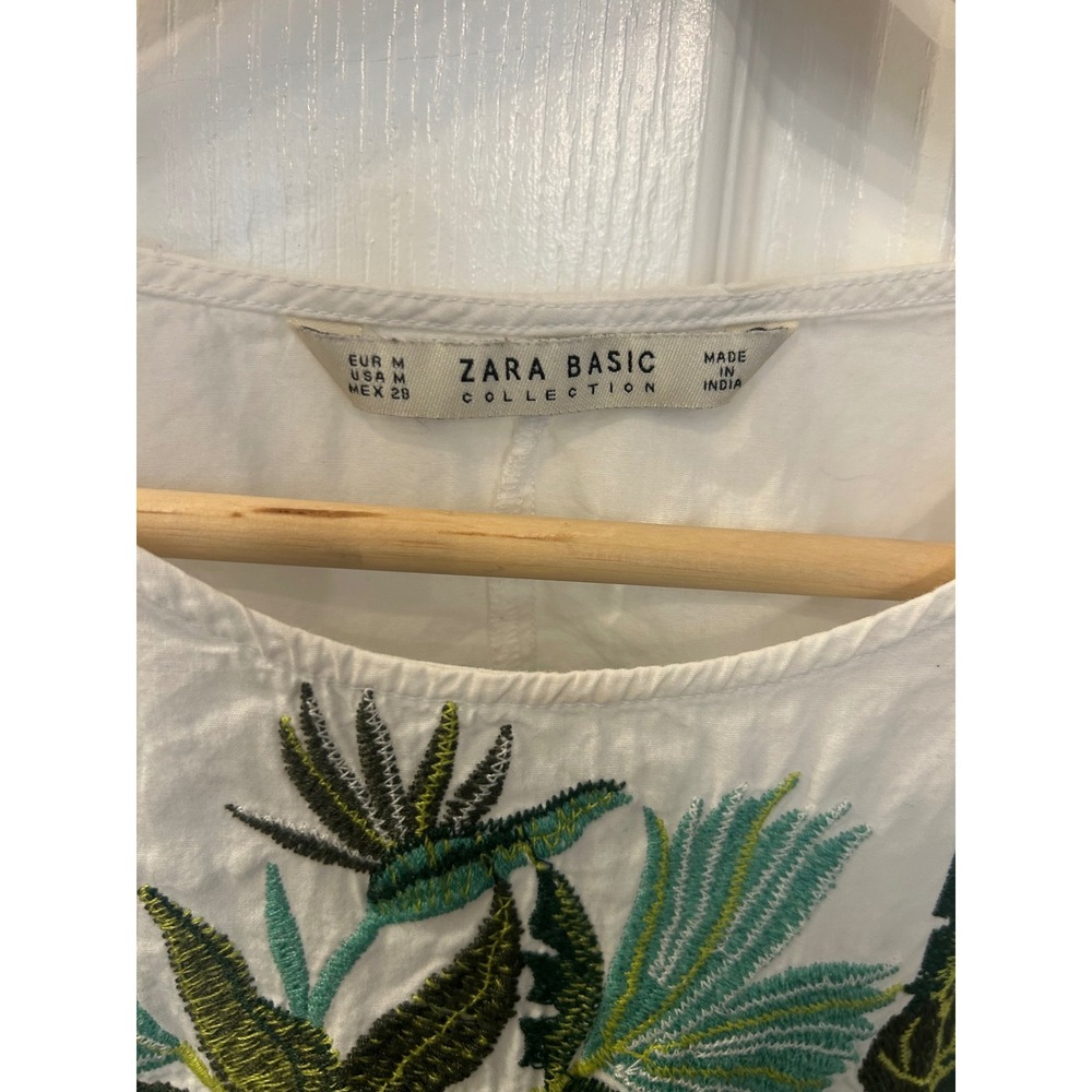 Zara Basic White Tropical Leaf Beach Vacation Emb… - image 5
